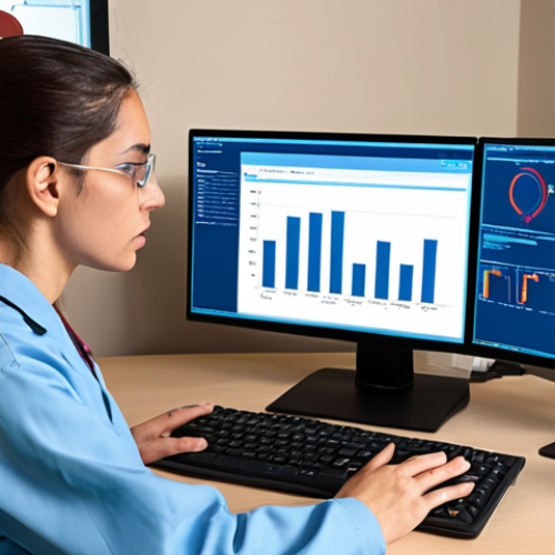 **

>Data analyst working at a modern computer workstation, examining charts and graphs related to public health data, with a focus on statistics and risk factors for disease in a community setting. SPSS or R software is visible on the screen.

**