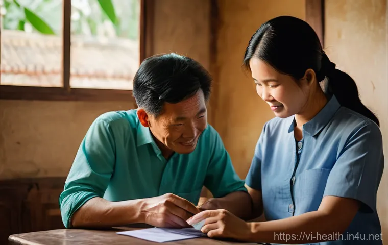 보건학과 농촌 지역 보건 - **Prompt:** A compassionate Vietnamese female village health worker, approximately 35-45 years old, ...