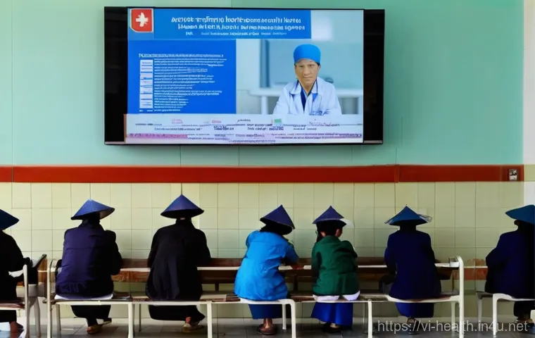 보건학과 국영병원 vs 사립병원 - **Prompt:** "A bustling public hospital waiting room in Vietnam. Elderly Vietnamese patients, some w...