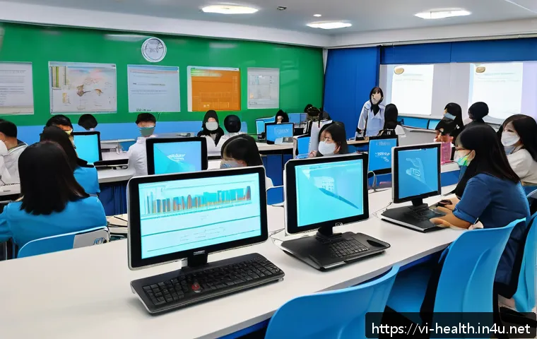 보건학 대학원 진학 - A modern Vietnamese university classroom setting for a Master of Public Health program in 2024, feat...